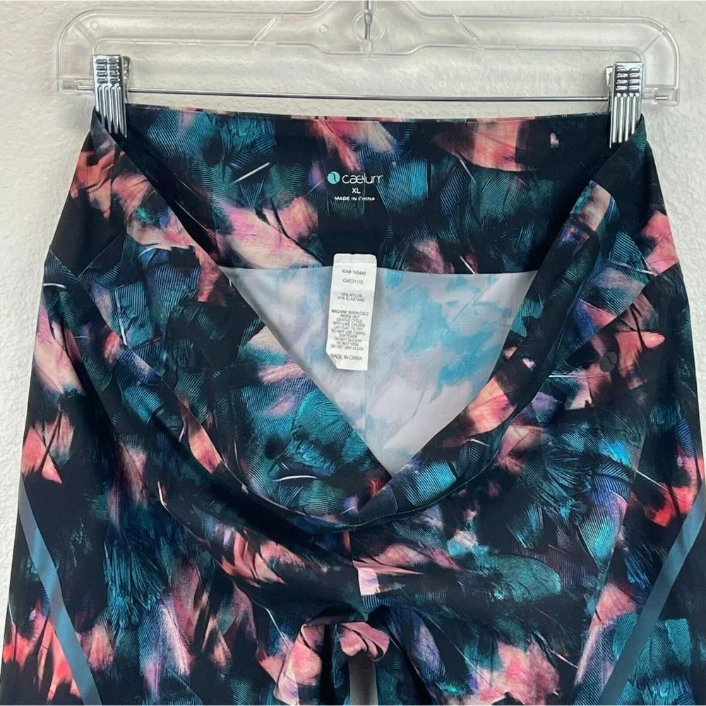 Caelum Leggings Women's Sz XL Skinny Ankle Mid Rise Pull on Athletic Blue Pink - Picture 9 of 10